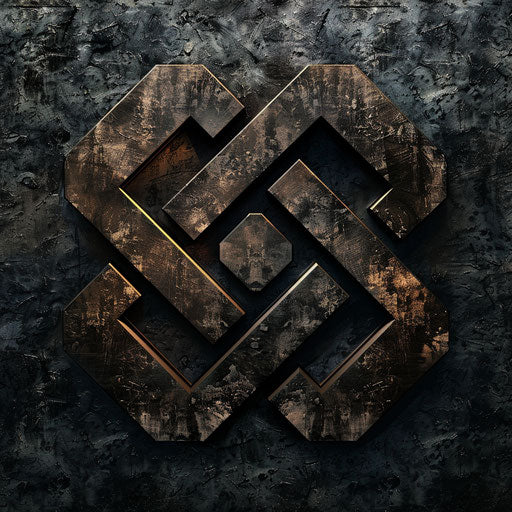 Top industrial logo with metallic textures and rugged background