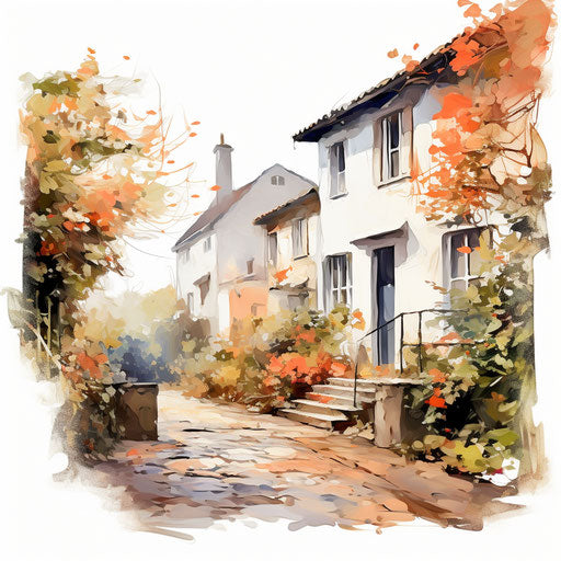 Outdoor clipart in the style of Impressionistic Art, on white background