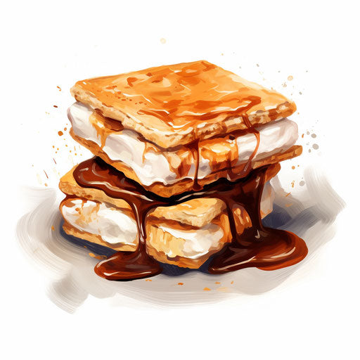 Smore clipart in the style of Impressionistic Art, on a white background