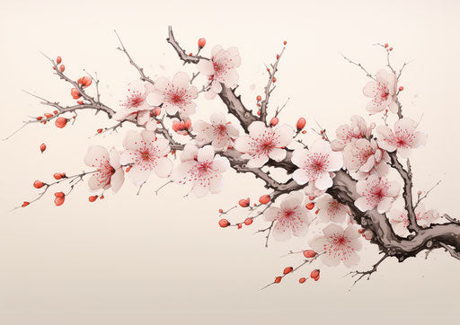 Cute drawing of the cherry blossom in pink