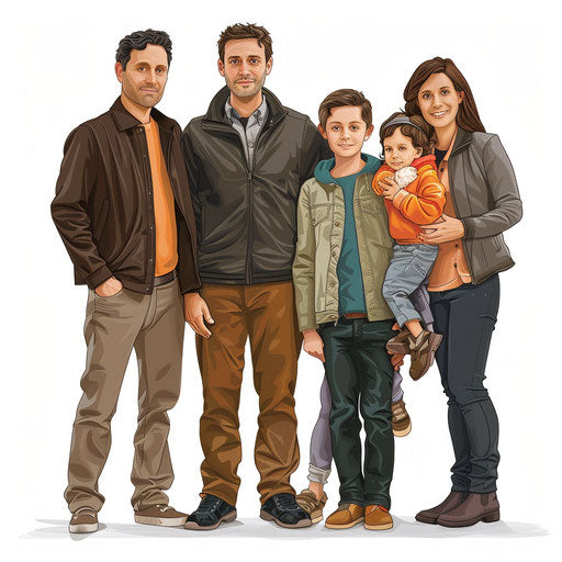 Photo realistic family members clipart on white background