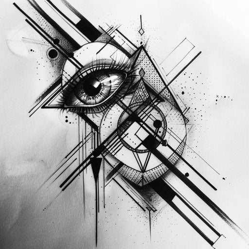 Geometric xo tattoo sketch with abstract shapes and patterns