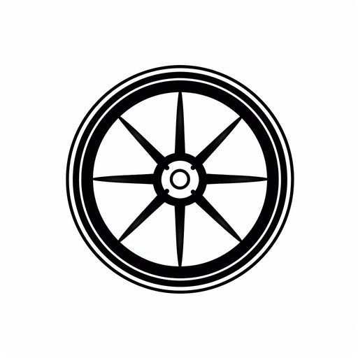 Minimalist style wheel on white background