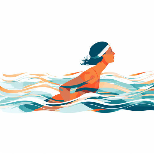 Swimming clipart in Minimalist style, on a white background