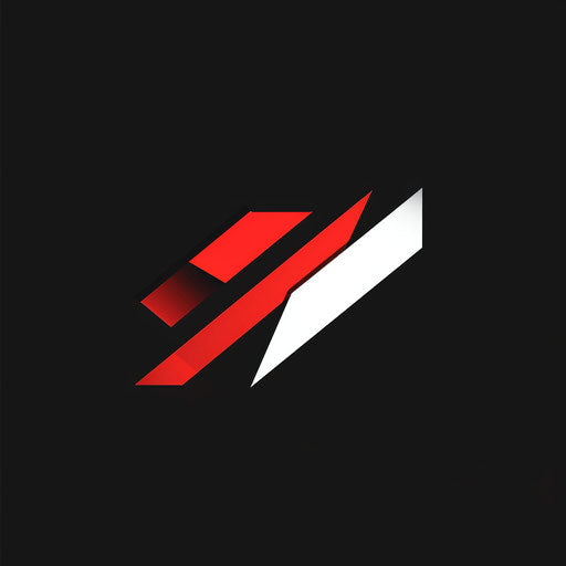 Modern logo for YouTuber in red and white on black background