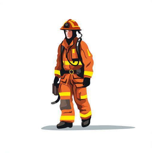 Minimalist firefighter clipart on white background