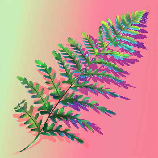 Fern clipart with flat random color background