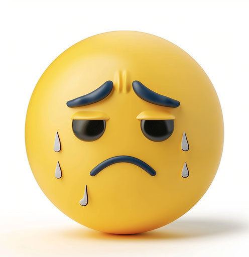 Sad crying emoji clipart, plain blank white background 27:28