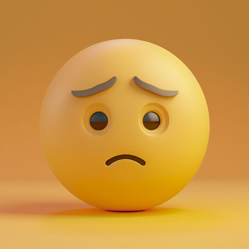 Sad and worried emoji icon, sculpted with emphasis on mood