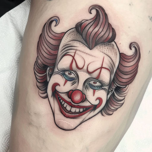 Vintage clown tattoo on white background