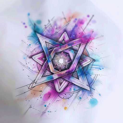 Pastel Tattoo Sketch of a David Symbol with Dreamy Vibes