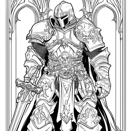 Gothic knight with haunted armor in the style of Mark Schultz