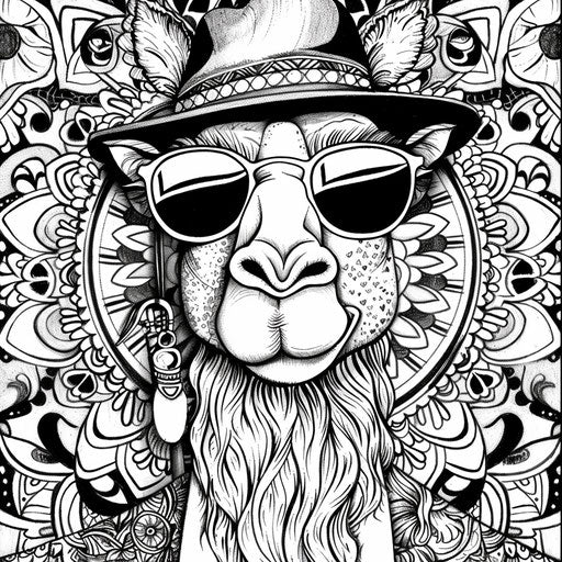 Cool camel with sunglasses and hat