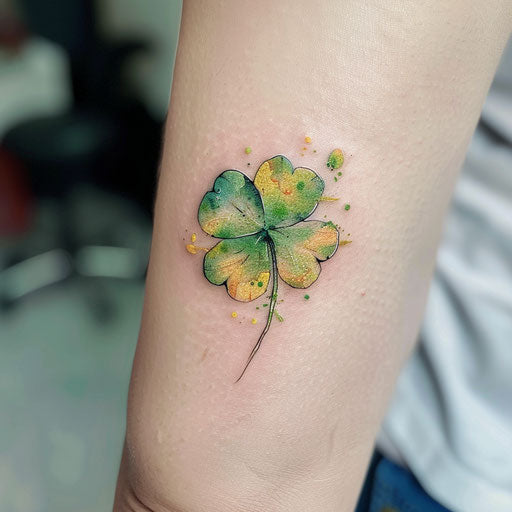 Ethereal flat tattoo sketch of a 4 leaf clover