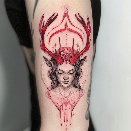 Red tattoos with mystical themes, David Palumbo style