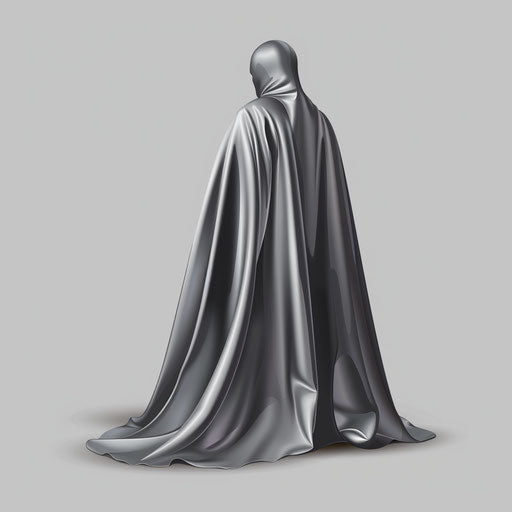 Shiny effects on a realistic cape against a flat silver background