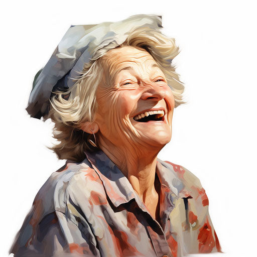 Whimsical Oil Painting Style Laughing Clipart