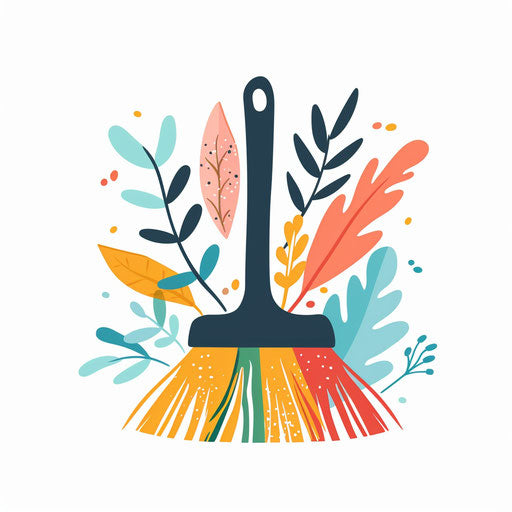 Whimsical cleaning logo with playful elements and bright colors