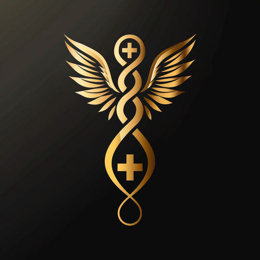 Elegant doctor logo with gold medical symbol on black background