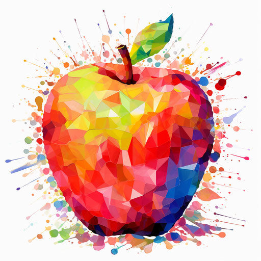 Apple clipart in the style of Impressionistic Art, on a white background