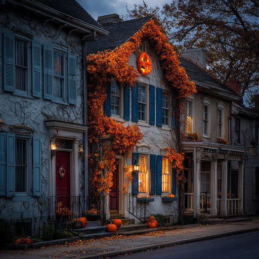 Street Scene Adorned for Halloween