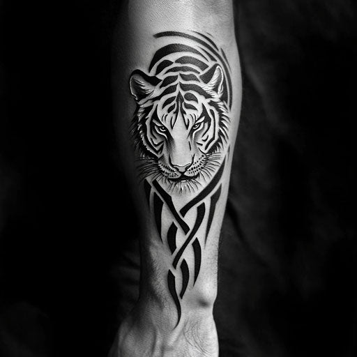 Tribal tattoos for men with tribal tiger on the forearm