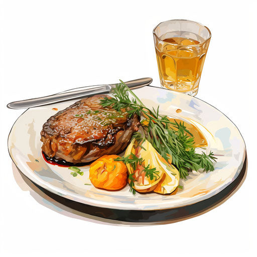 Meal illustration in the style of Oil painting