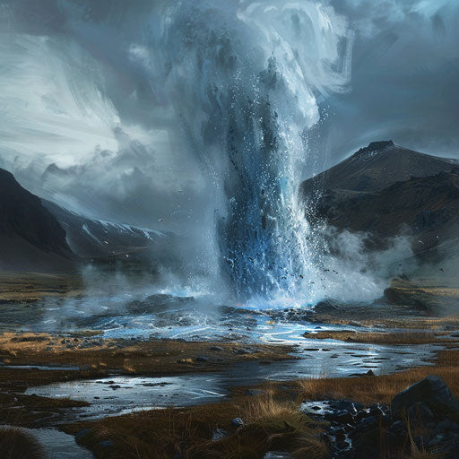 Nature spectacle with erupting geyser