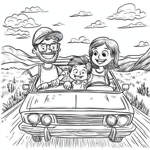 Family on road trip