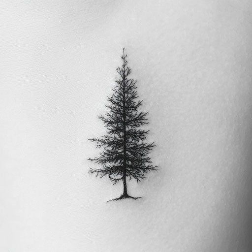 Cool flat tattoo sketch with a small black tree
