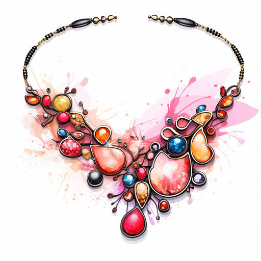 Necklace clipart in the style of Impressionistic Art