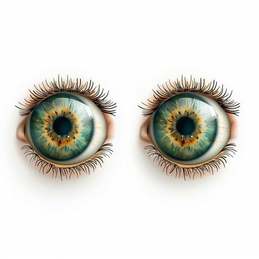 Cartoon eyes in photo-realistic style on white flat background