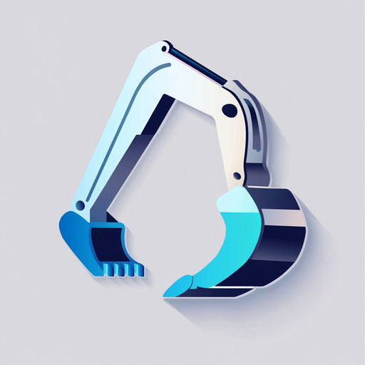 Creative construction company logo with stylized excavator arm