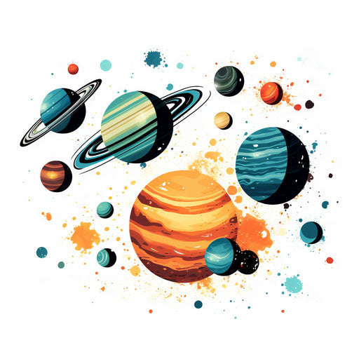 Minimalist universe clipart on white background