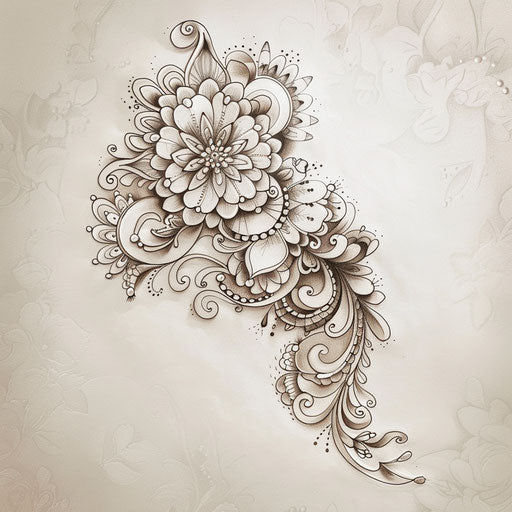 Elegant sketch of a Mehndi pattern with delicate curves