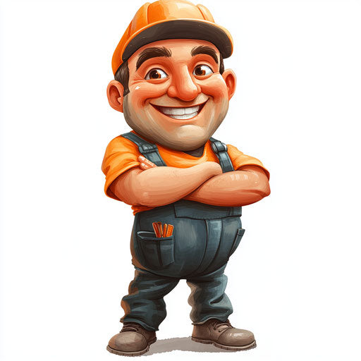 Editable Worker Caricature Clipart for Custom Designs
