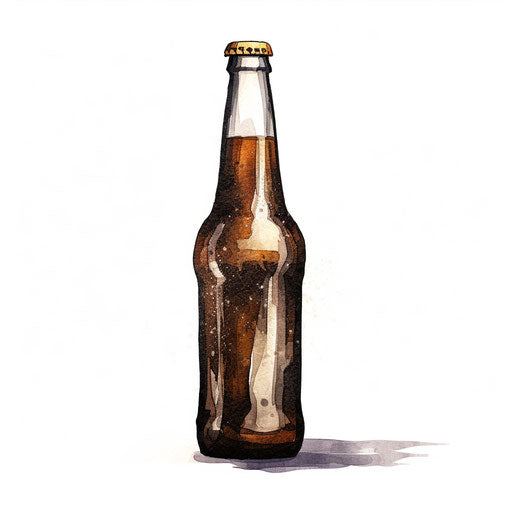Beer bottle illustration in the style of Chiaroscuro Art