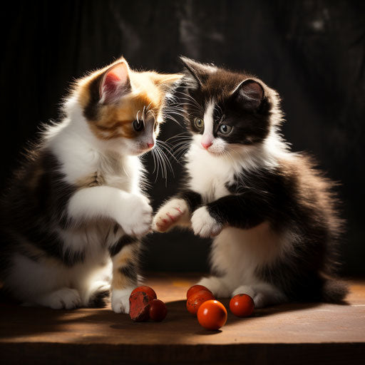 Calico cat kittens playing