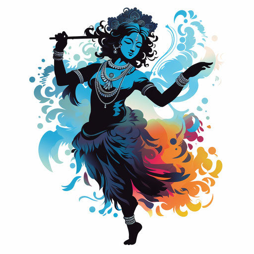 Krishna clipart in the style of Chiaroscuro Art, on a white background