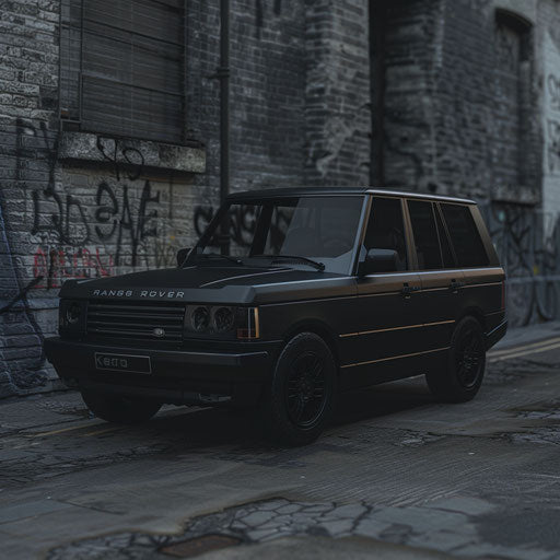 Urban stealth operation of a matte black 1993 Range Rover