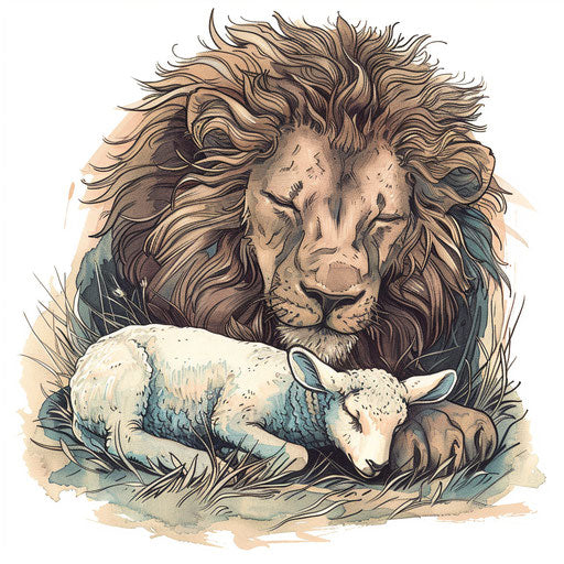 Lion and lamb, together in peace