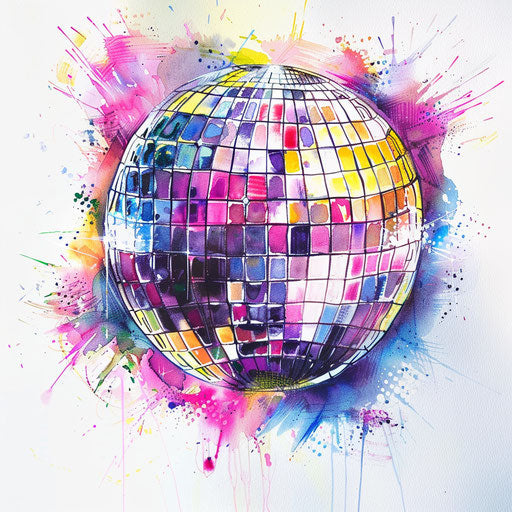 Watercolor disco ball tattoo sketch