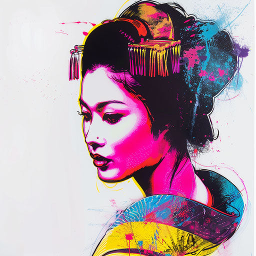 Neon pop art geisha tattoo