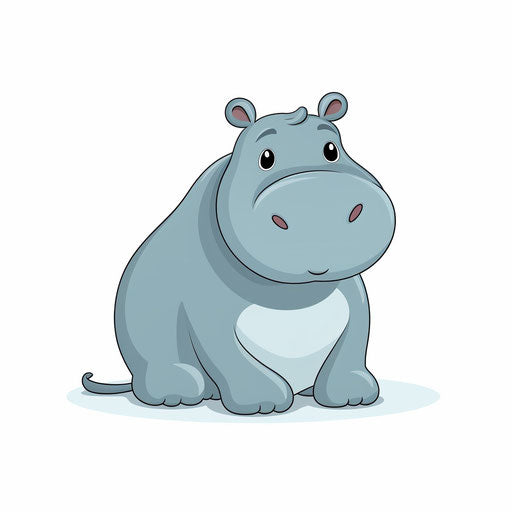 Hippo clipart in Minimalist style on white background