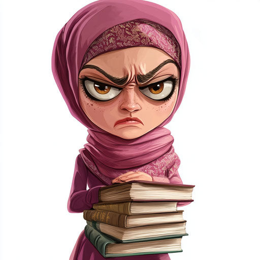 Humorous caricature of a hijab illustration with human characteristics