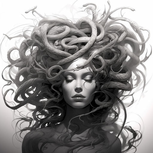 A medusa with snakes in her head