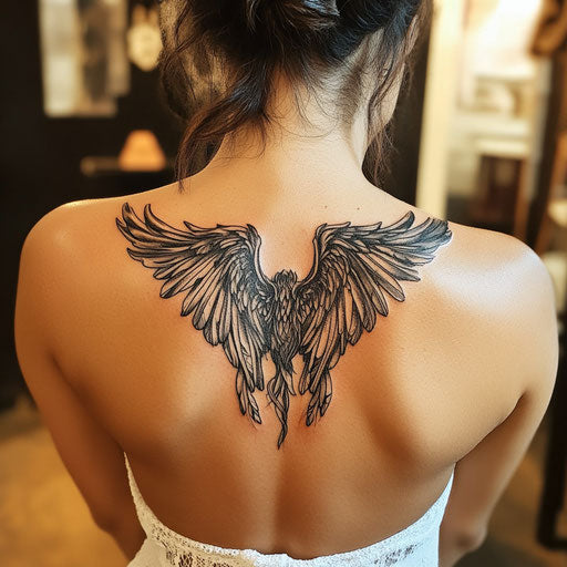 Back wings tattoo with mystical elven wings