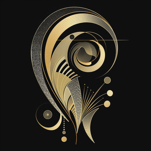 Stylized art deco spiral in black and gold