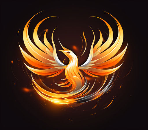 Phoenix Emblem | firebird, dragoncore style, light orange, detailed sci-fi illustrations, high-contrast shading