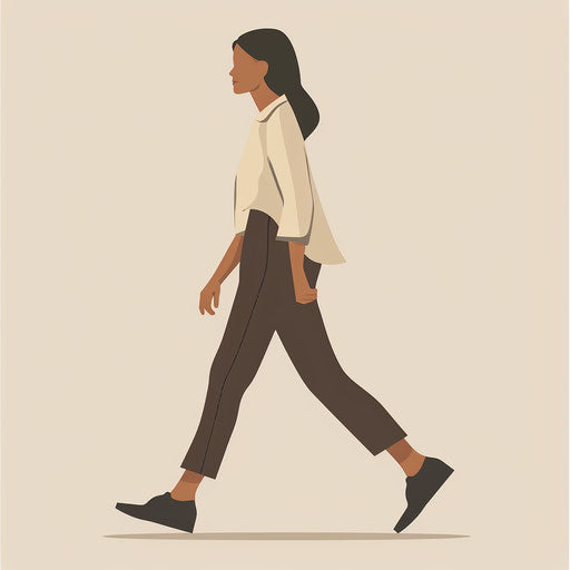 Realistic walking clipart in muted tones on cream background